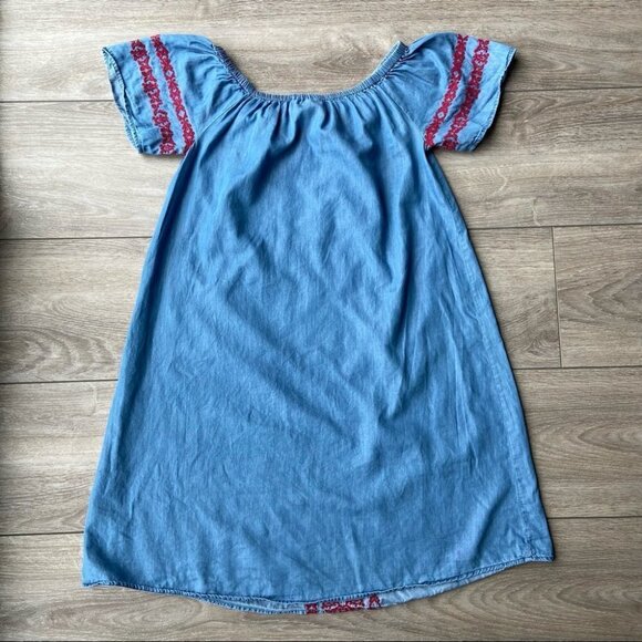 Style & Co Off The Shoulder Voyage Sunwash Chambray Embroidery Dress - Picture 13 of 15